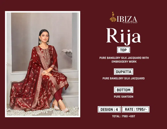 Rija By Ibiza Banglory Silk Jacquard Dress Material Surat Wholesale Market